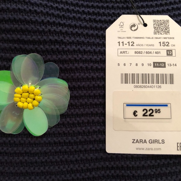 Zara sweater with flowers applications for girls - Picture 6 of 6